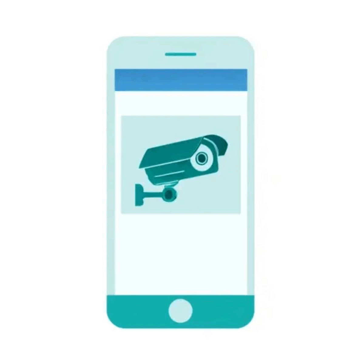 Smartphone CCTV monitoring icon for smart surveillance.